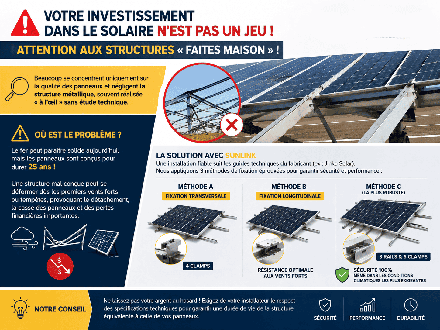 Optimisation de la Fixation des Modules Photovoltaïques et Résistance Mécanique